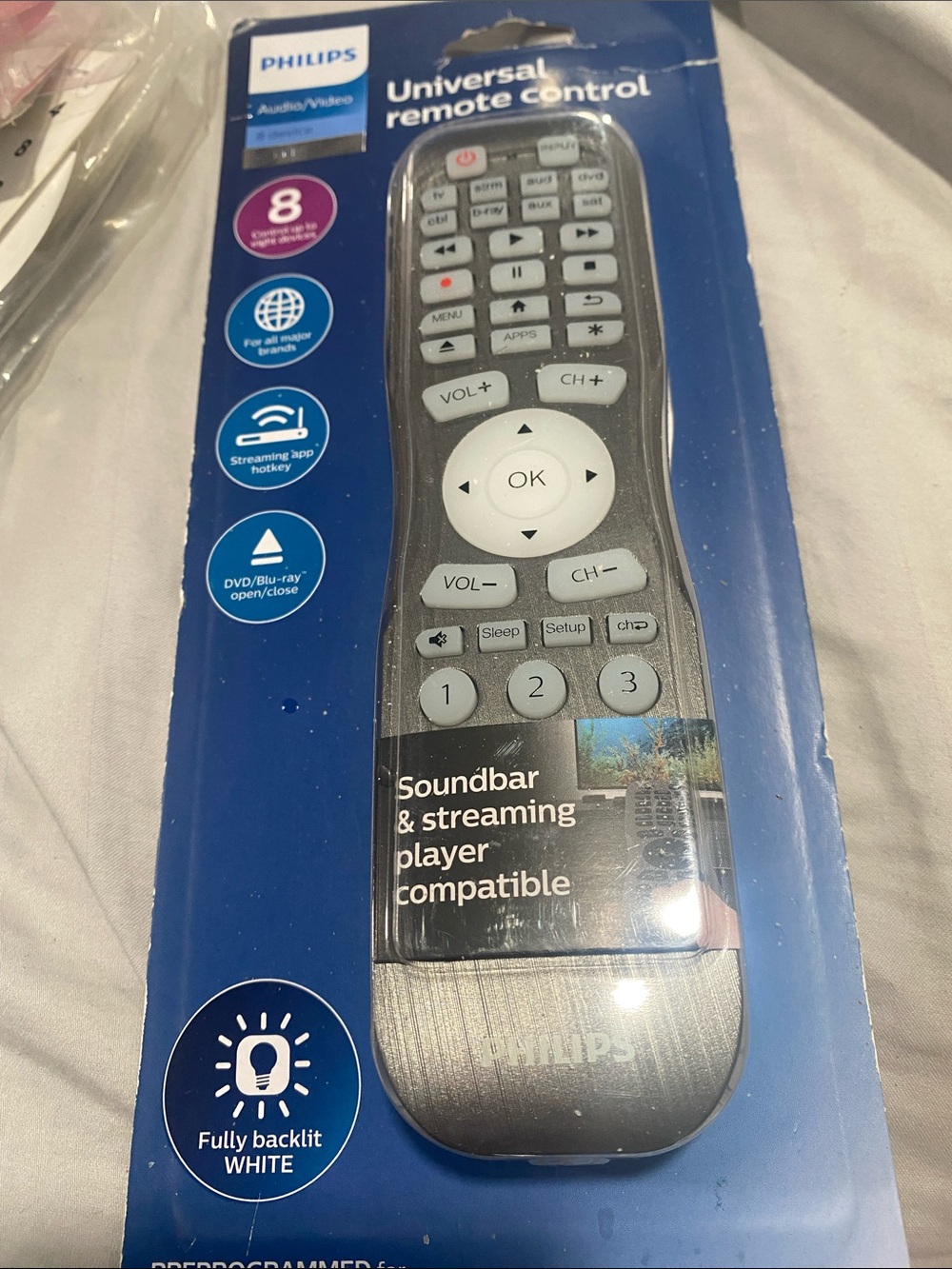 Philips Universal Remote Control — Silver and White Buttons (246)